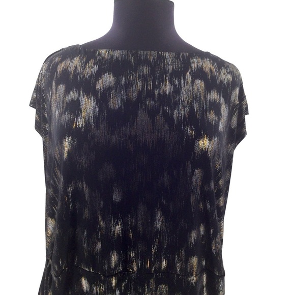 Lane Bryant Eloquent Size Black Silver and Gold Metallic Blouse - Picture 8 of 10